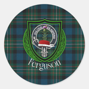 Ferguson schottischer Clan Tartan & Wappen Runder Aufkleber