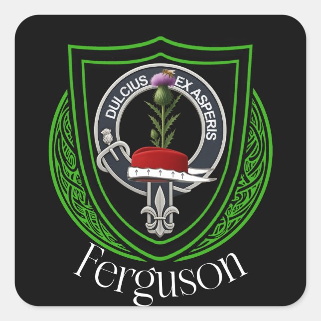 Ferguson Scottish Clan Crest  Quadratischer Aufkleber (Vorderseite)