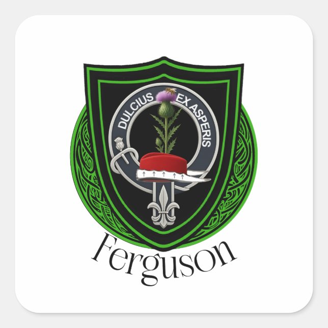 Ferguson Scottish Clan Crest  Quadratischer Aufkleber (Vorderseite)