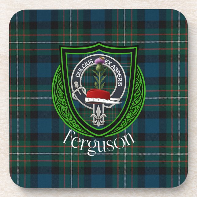 Ferguson Scottish Clan Tartan & Crest Getränkeuntersetzer (Vorderseite)