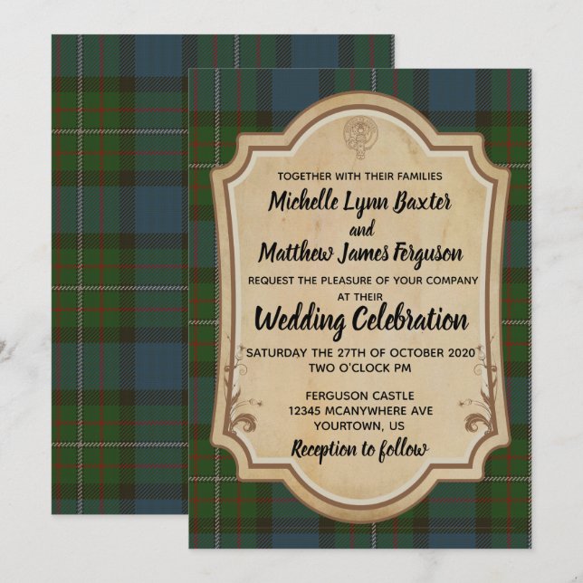Ferguson Tartan Faire-part de mariage (Devant / Derrière)