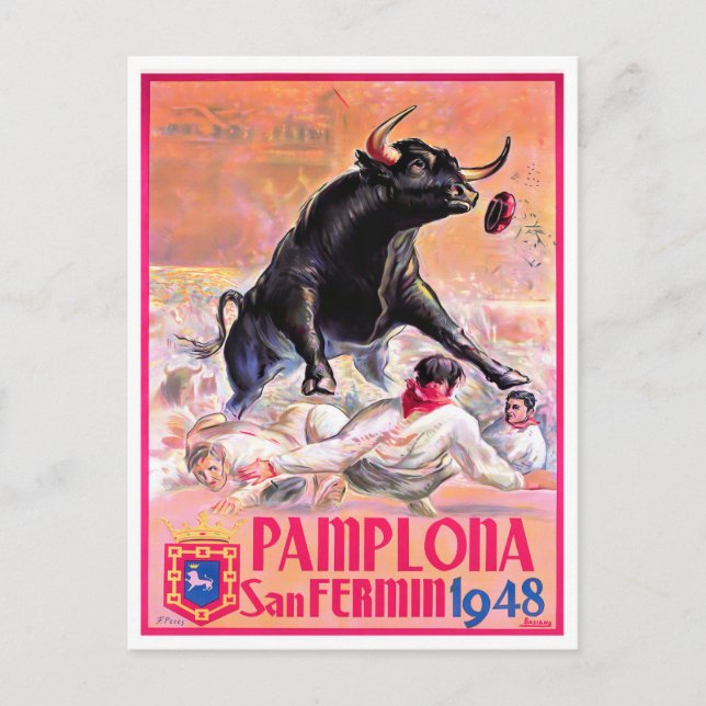 Feria de Pamplona Vintag 1948 Postkarte (Vorderseite)