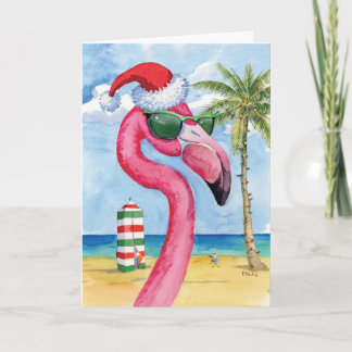 Ferien Beach Animals-Flamingo - Frohe Weihnachten Karte