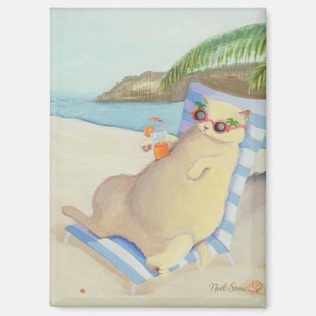 Ferien Beach Cat unter Palmen Magnet (Vorderseite)