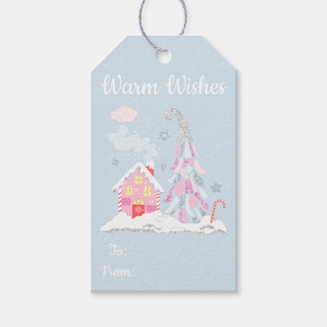 Ferien Glitzer Winter Wonderland Geschenkanhänger (Vorderseite)