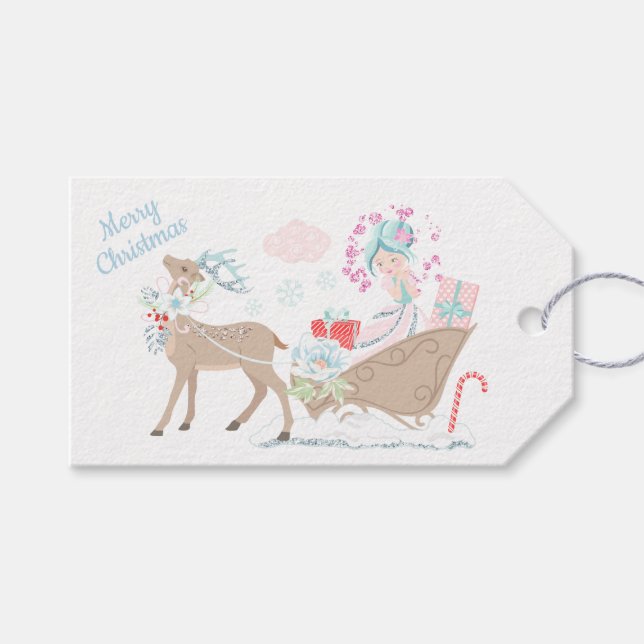 Ferien Glitzer Winter Wonderland Schlitten Geschenkanhänger (Vorderseite (Horizontal))