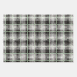 Ferien Hahnentrittmuster Schwarz Grün Urlaub Verpa Geschenkpapier Set