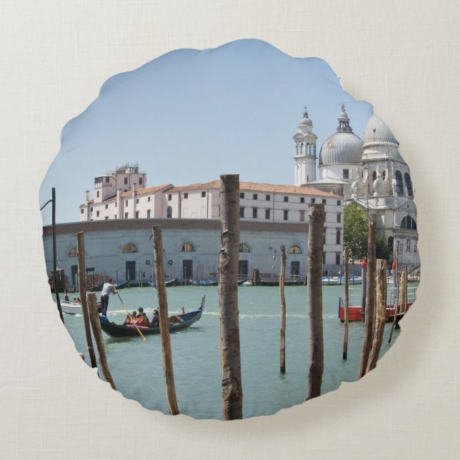 Ferien im Venedig-Landschaftsrunden Kissen (Rückseite)