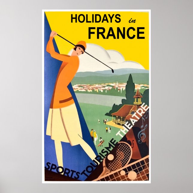 Ferien in Frankreich, Sporttourismus, Sommer, Vint Poster (Vorne)