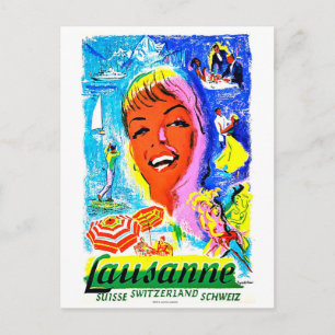 Ferien in Lausanne, Schweiz, vintage Reise Postkarte