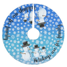 Ferien sind für Familie, Schneemann Familie Top Hü Polyester Weihnachtsbaumdecke