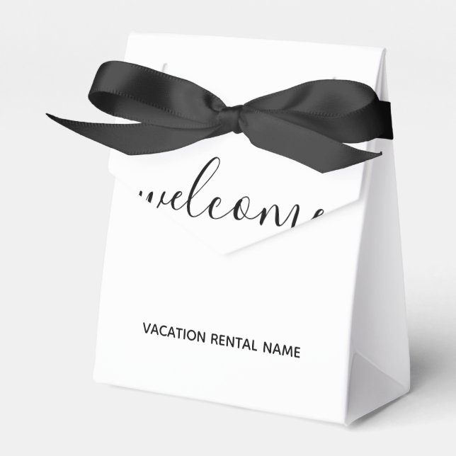 Ferien Vermietung Weiße Willkommensbox Geschenkschachtel (Vorderseite)