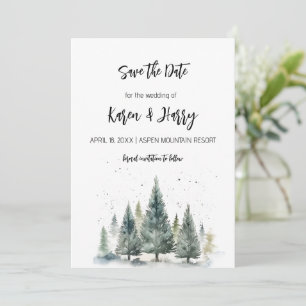 Ferien Winter Pine Trees Save the Date Wasserfarbe Einladung