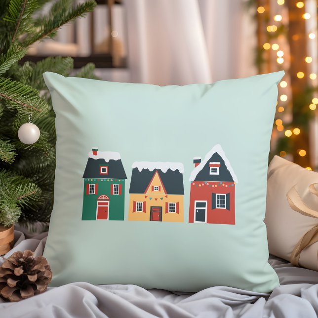 Feriendorf, gemütliche Weihnachtsferien-Hütten Kissen (Von Creator hochgeladen)