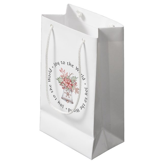 Ferienglocke mit Poinsettia Geschenktasche - Klein Kleine Geschenktüte (Vorderseite Schrägansicht)