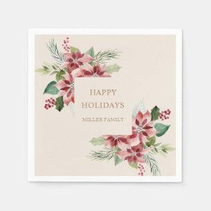 Feriengrün poinsettia Weihnachten Party Serviette