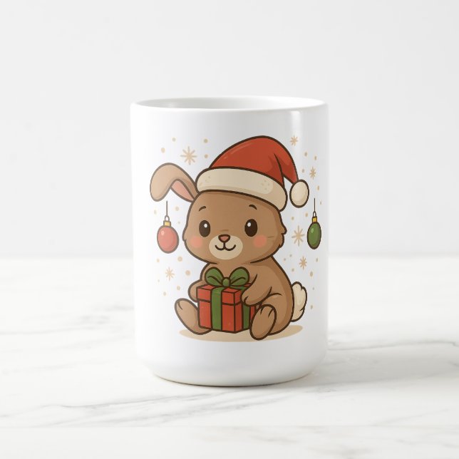 Ferienhase mit Weihnachtsmannmütze Kaffeetasse (Mittel)