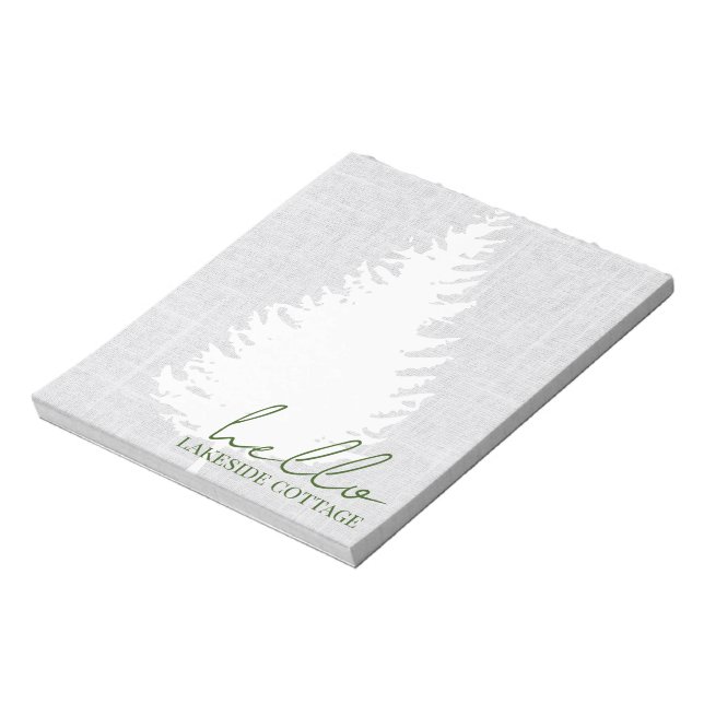Ferienhaus Cabin Airbnb Tree Woven Gray Notizblock (Rotiert)