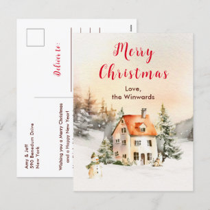 Ferienhaus im Winter Frohe Weihnachten