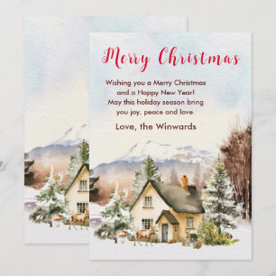 Ferienhaus im Winter Frohe Weihnachten