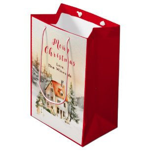 Ferienhaus im Winter Frohe Weihnachten Mittlere Geschenktüte
