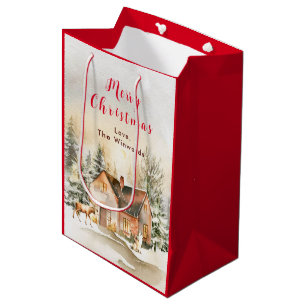 Ferienhaus im Winter Frohe Weihnachten Mittlere Geschenktüte