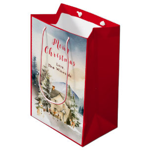 Ferienhaus im Winter Frohe Weihnachten Mittlere Geschenktüte