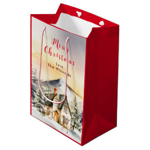 Ferienhaus im Winter Frohe Weihnachten Mittlere Geschenktüte
