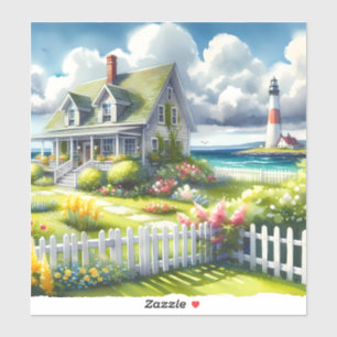 Ferienhaus mit Blick auf den Leuchtturm Aufkleber
