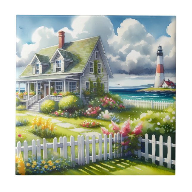 Ferienhaus mit Blick auf den Leuchtturm Fliese (Vorderseite)
