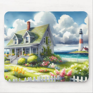 Ferienhaus mit Blick auf den Leuchtturm Mousepad