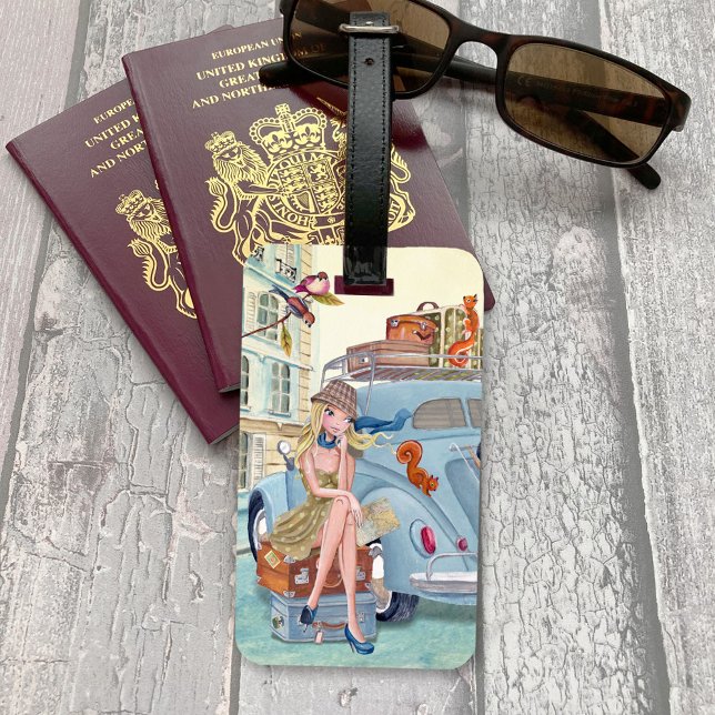 Ferienhaus Paris | Gepäckmarke Gepäckanhänger (Vacation Girl Travel Paris | Luggage Tag)