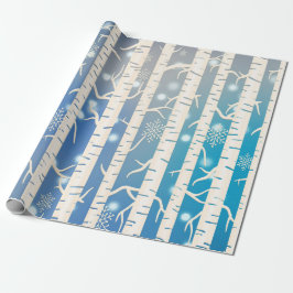 Ferienhaus Rosa und Blaue Birke mit Schneeflocke Geschenkpapier