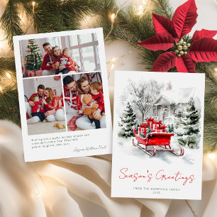 Ferienhaus Schlitten Weihnachten Familienfoto