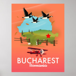 Ferienkarte Bukarests Rumänien Poster