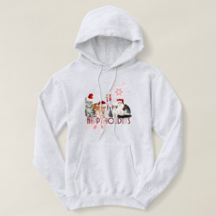 Ferienkatzen   Roter und rosa Schneeflocken Hoodie