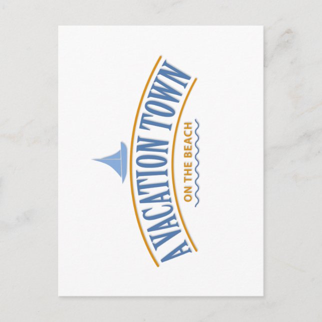 Ferienstadt am Strand Postkarte (Vorderseite)