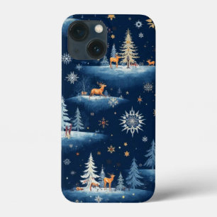 Ferientoilette, Bäume Hirsch und Schneeflocken Case-Mate iPhone Hülle