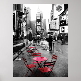 FERIENVERKAUF! Times Square Schwarz-weiß Red 18x24 Poster