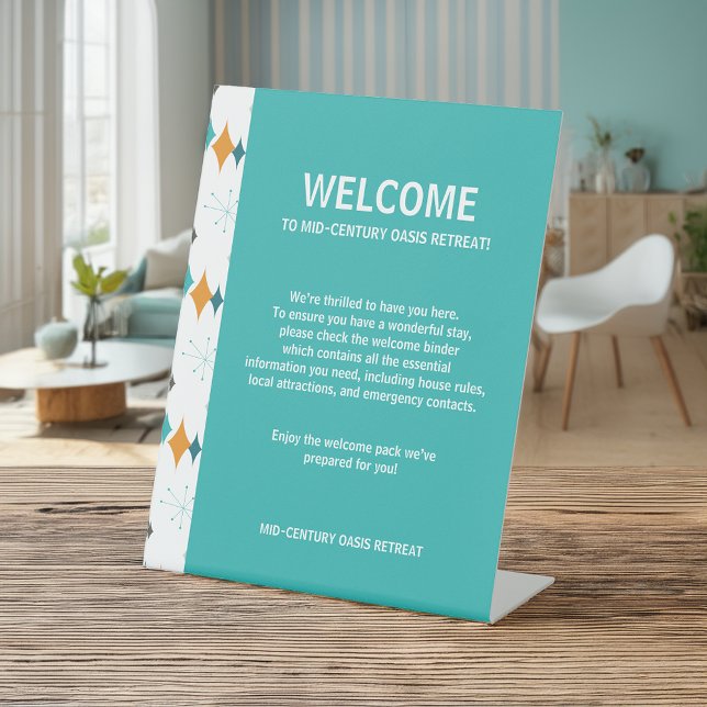 Ferienvermietung Welcome Guest Retro Sternexplosio Sockelschild (Von Creator hochgeladen)