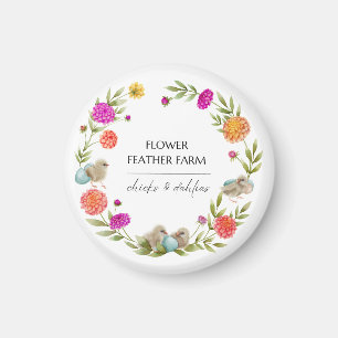 Ferme à fleur en plumes Magnet circulaire de 2¼ po