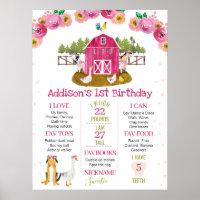 Ferme à grange rose chaude Anniversaire Poster de