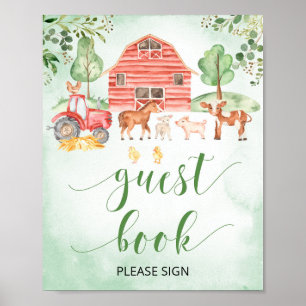 Ferme animaux baby shower panneau du livre d'or