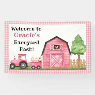 Ferme / Bannière d'anniversaire rose Barnyard