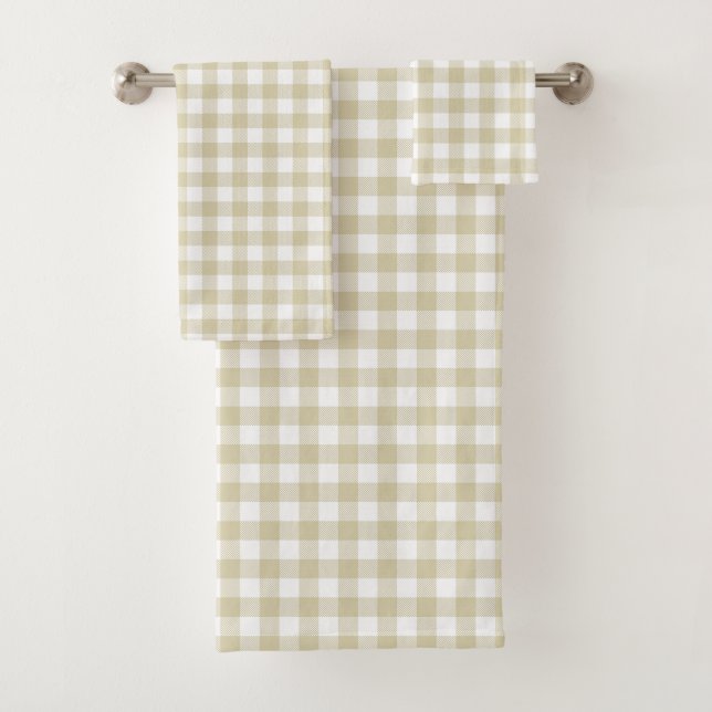 Ferme Beige et blanc En vichy Plaid (En situation)