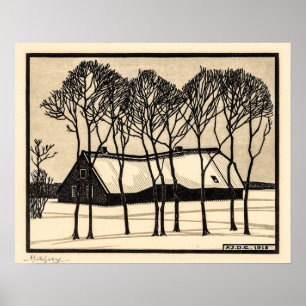 Ferme dans la neige - Julie de Graag Poster