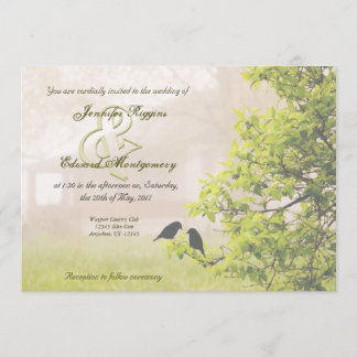 Ferme dans le faire-part de mariage d'oiseaux du