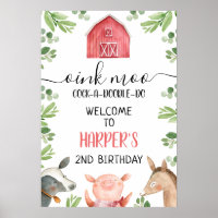 Ferme de la grange rouge 18x26 Affiche de bienvenu