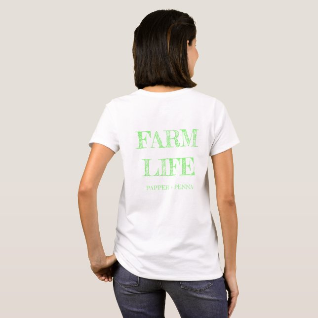 Ferme de Pêche; T-shirt vert (Dos entier)