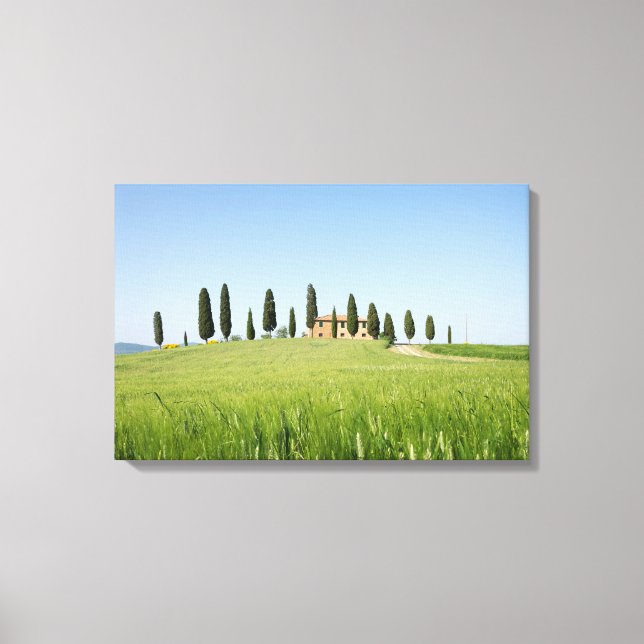 Ferme en Toscane avec sérigraphie en toile cyprès (Recto)